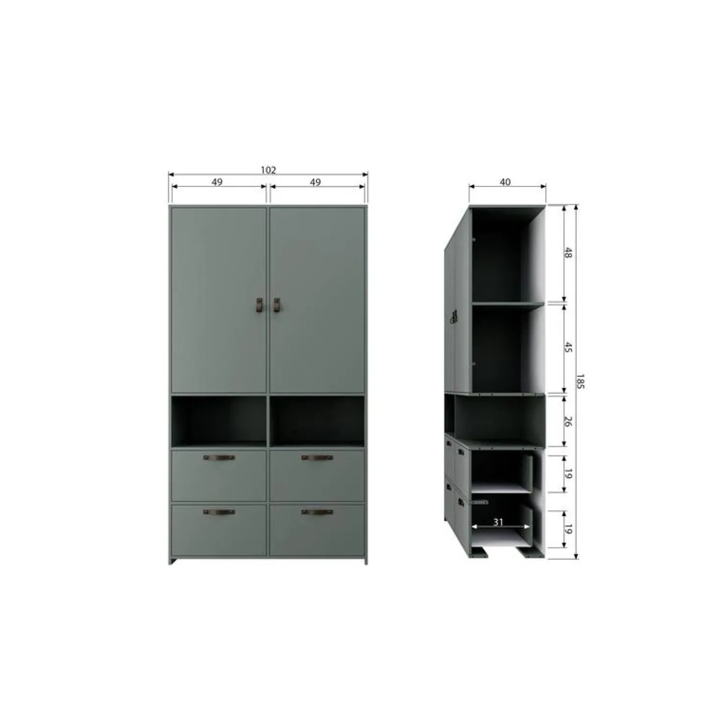 Stage Kledingkast Grenen Soap 103cm