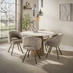Strato Eettafel Rond keramiek Travertin 120cm