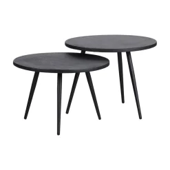 Suze Bijzettafel rond set van 2 Hout/Metaal Zwart