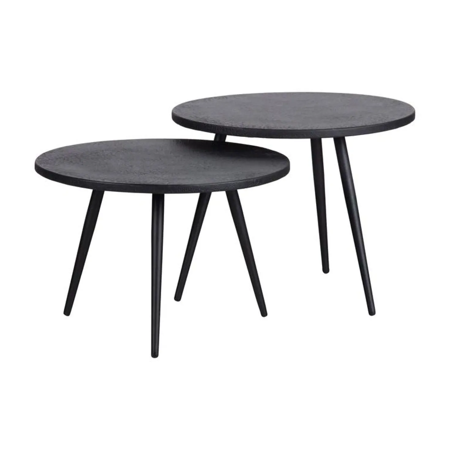 Suze Bijzettafel rond set van 2 Hout/Metaal Zwart