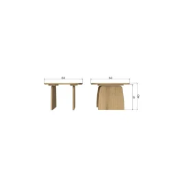 Tablo Salontafel organisch Eikenhout pebble grey 60cm