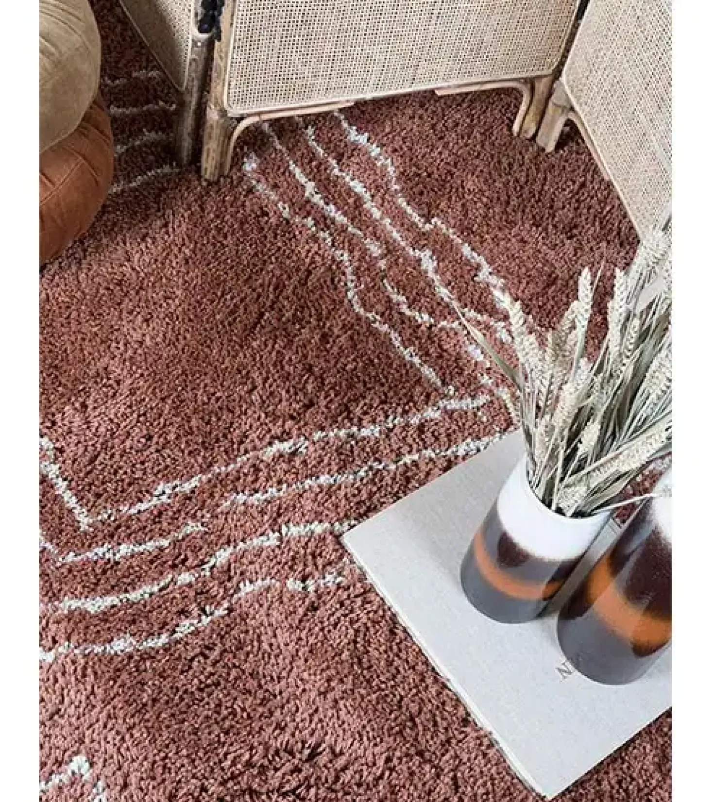 Tano vloerkleed hoogpolig rechthoek terra