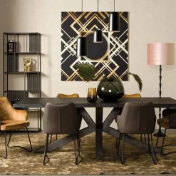 Tiago Eettafel met spinpoot rechthoek acacia hout zwart 240×100