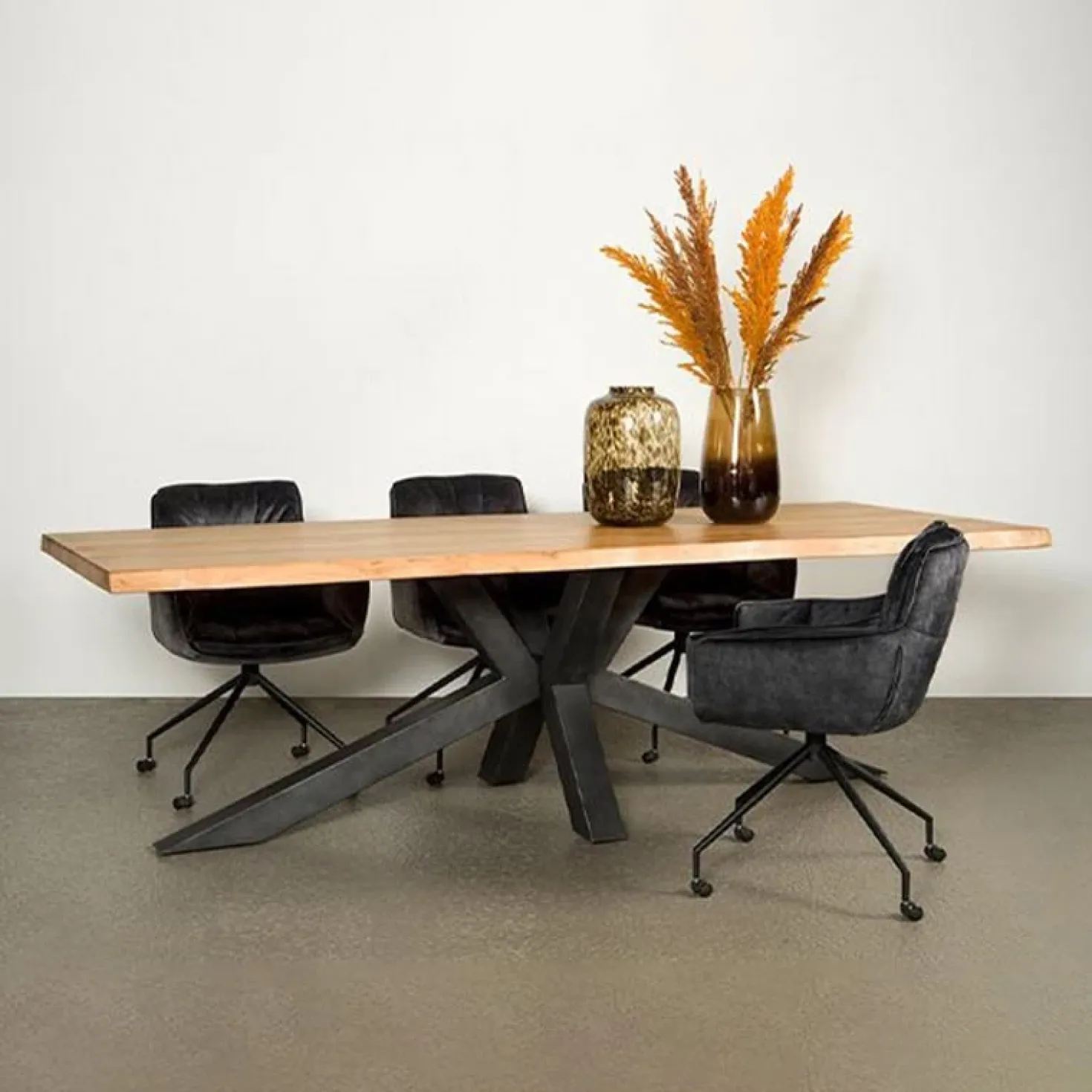 Tiago Eettafel met spinpoot rechthoek acacia hout naturel 220×100