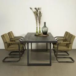 Tiago Eettafel met U poot rechthoek acacia hout zwart 220×100