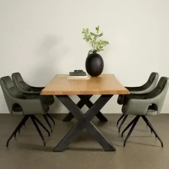 Tiago Eettafel met X poot rechthoek acacia hout naturel 200×100