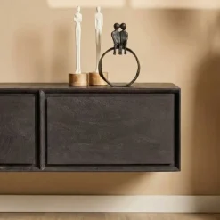 Tony Zwevend Tv meubel Zwart Mangohout 240 cm