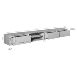 Tony Zwevend Tv meubel Zwart Mangohout 240 cm
