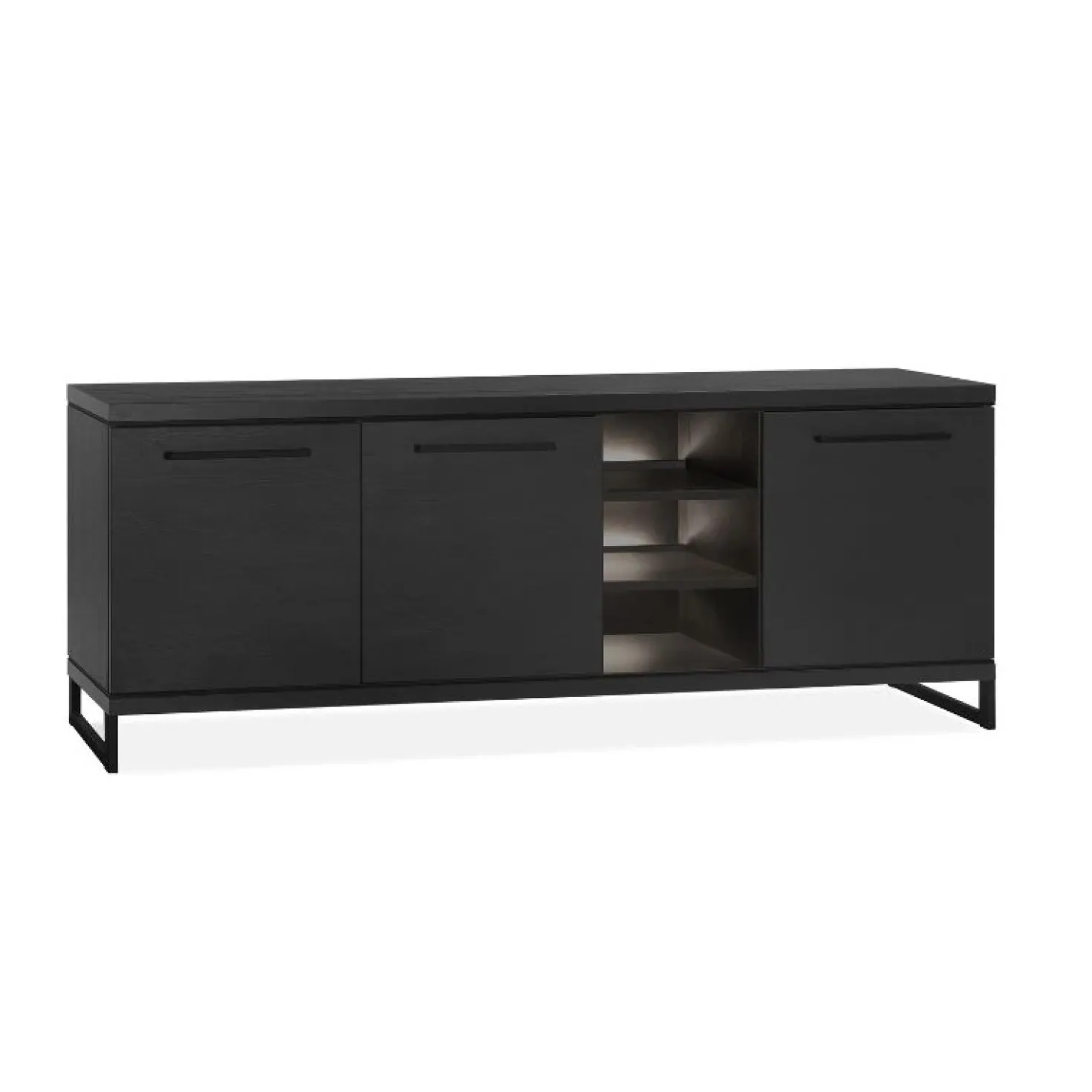 Valente Dressoir 3-deurs Zwart 220cm