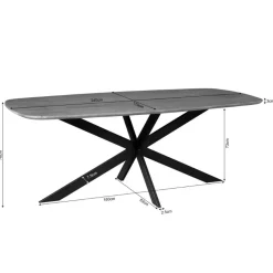 Yuna Eettafel Deens ovaal zwart 240 cm
