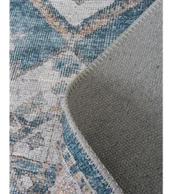 Zareen vloerkleed vintage rond blauw 2