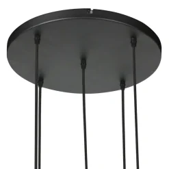 Zavi 5-lichts Getrapte Hanglamp Crème Stof